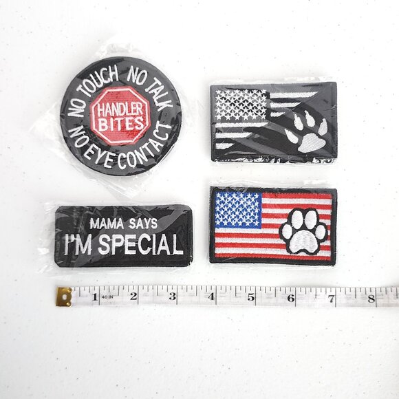 NEW Embroidered Service Dog Patches American Flag Do Not Touch Pet Patch 4 PIECE - Picture 2 of 3